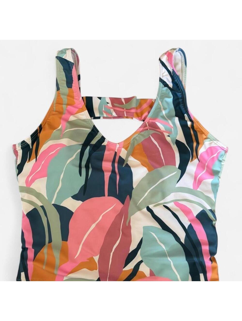 Janela Bay multicoloured tank top swim top with built in bra and removable pads